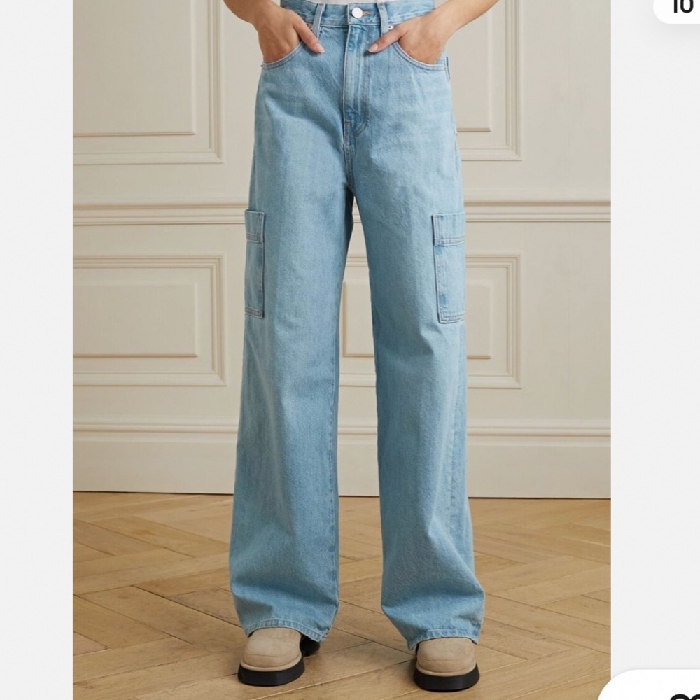 FRAME High Rise Baggy Pocket Jeans/Wide Leg in Genoa/Light Wash/size 27
